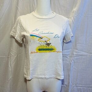 Re/Done White Graphic Tee with Colorful Design